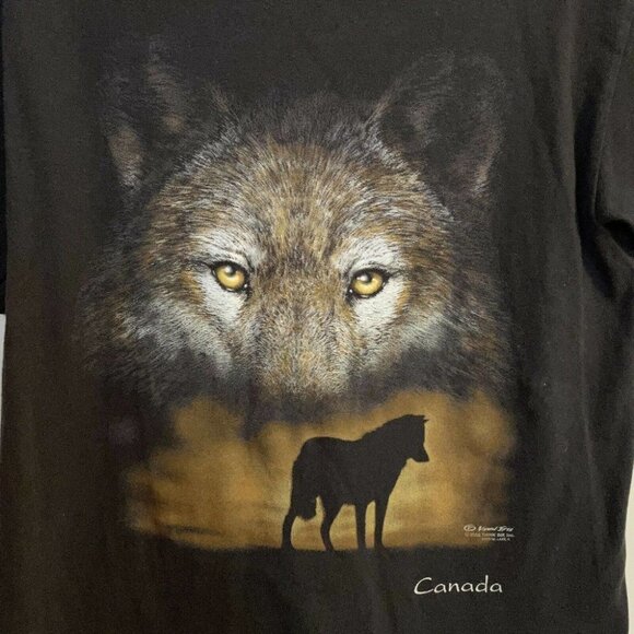 M & O Knits Small Wolf Graphic T Shirt Black Southwest Canada - Picture 3 of 8